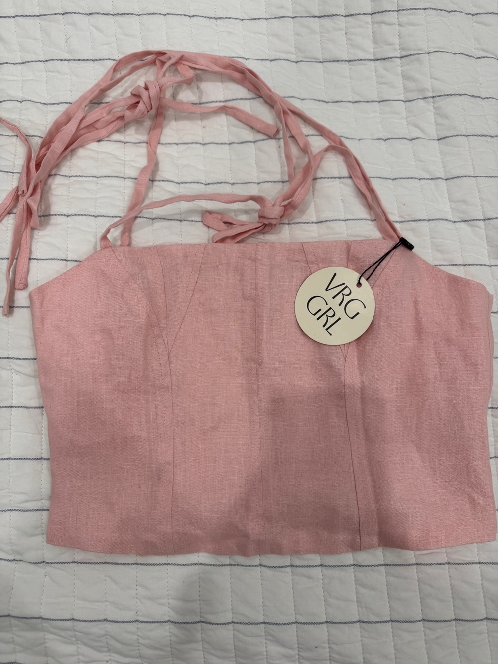 VRG GRL Pink Linen Corset Top NWT 💞